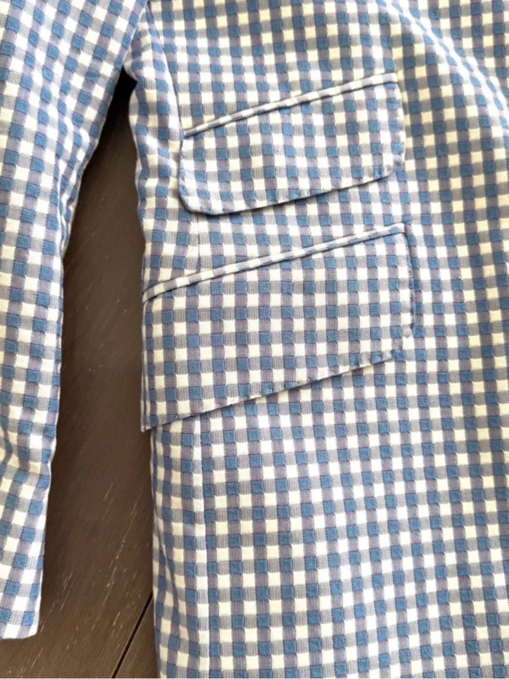 Tom James Gingham Custom Blazer City Signs Mens Sz 42R